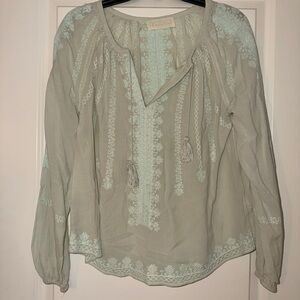 Love Sam Sage Green Embroidered Blouse